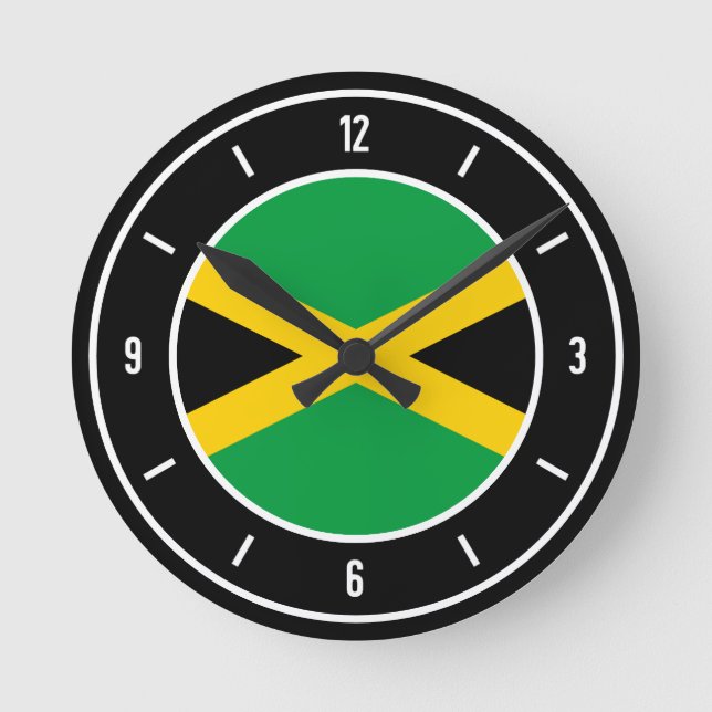 Jamaica Flag Elegant Round Clock (Front)
