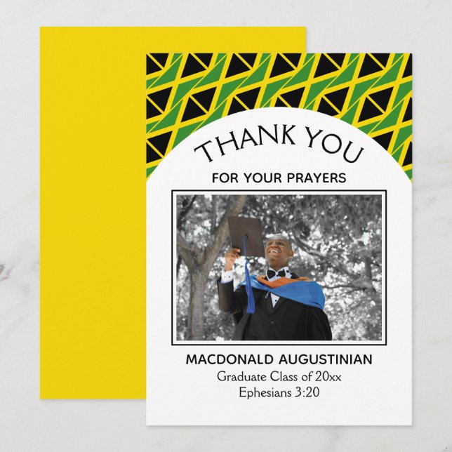 Jamaica Flag Graduate Photo Thank You Card (Front/Back)
