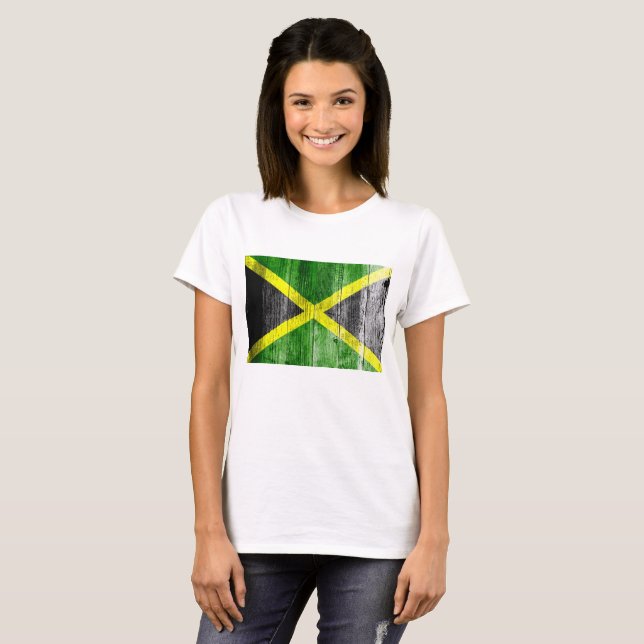 Jamaica Flag Grungy Distressed Board T-Shirt (Front Full)