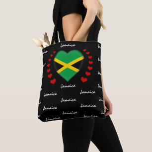 Jamaica Flag & Heart, Jamaican Flag fashion /sport Tote Bag