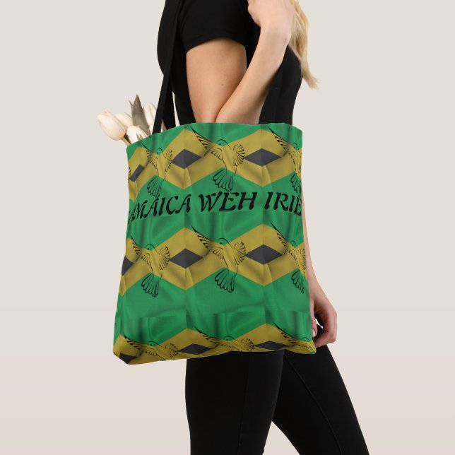 Jamaica flag, humming bird  tote bag (Close Up)