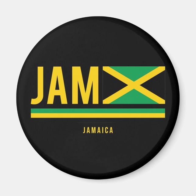 Jamaica Flag ISO Code Alpha 3 Design Magnet (Front)