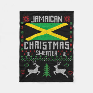 Jamaica Flag Jamaican Christmas Sweater Fleece Blanket