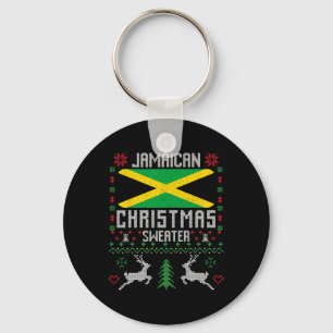 Jamaica Flag Jamaican Christmas Sweater  Keychain