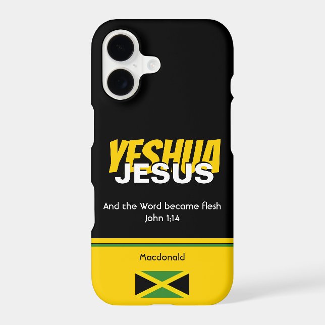 Jamaica Flag JESUS YESHUA Scripture Personalized (Back)