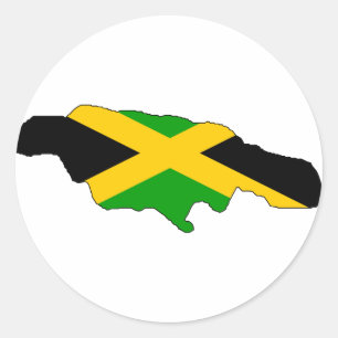 Jamaica flag map classic round sticker