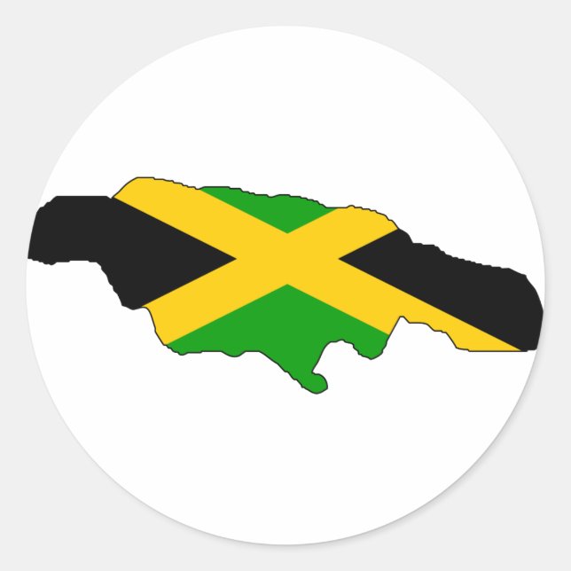 Jamaica flag map classic round sticker (Front)