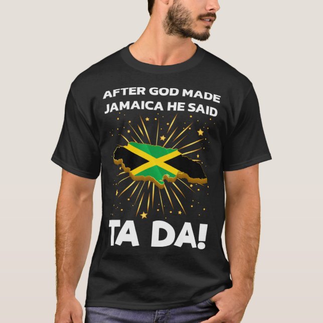 Jamaica Flag Map Jamaican T-Shirt (Front)