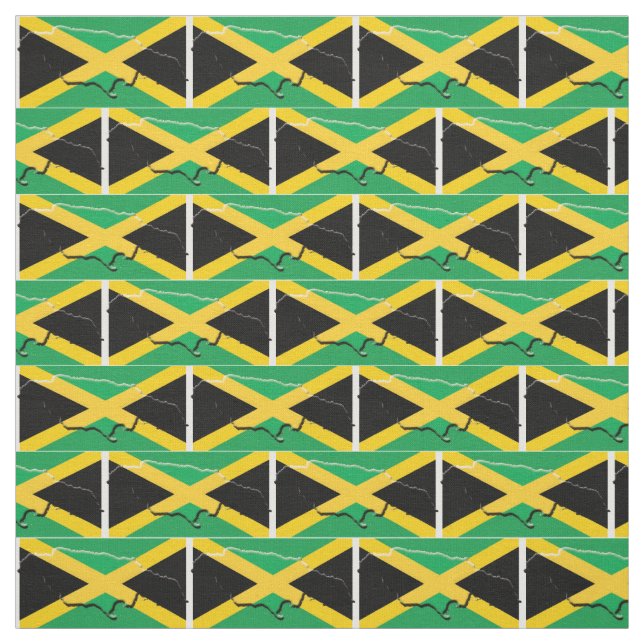 JAMAICA Flag Map Outline Fabric (Swatch)