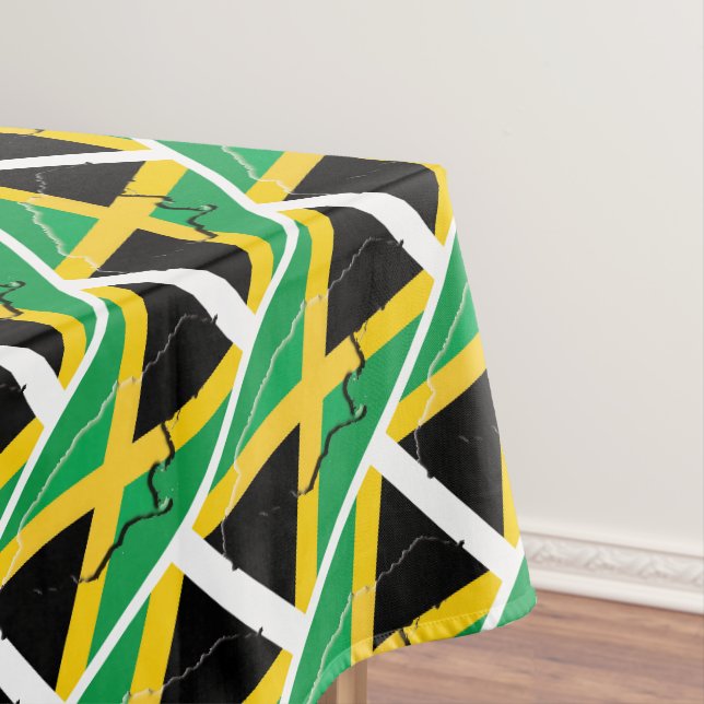 JAMAICA Flag Map Stylish Patriotic Geometric Tablecloth (In Situ)