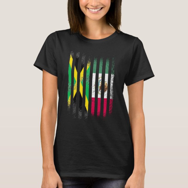 Jamaica Flag Mexico Grown Country Flags Stripes T-Shirt (Front)