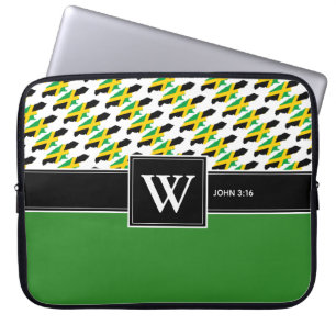 JAMAICA FLAG Monogram Christian Scripture Laptop Sleeve