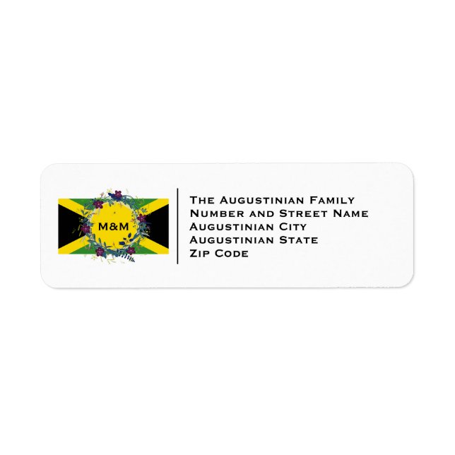 Jamaica Flag Monogram Wedding Return Address (Front)