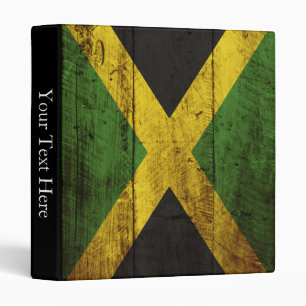 Jamaica Flag on Old Wood Grain Binder