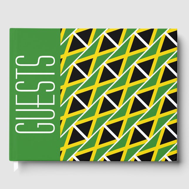 JAMAICA FLAG Patriotic Customized GREEN Jamaican Guest Book (Front)
