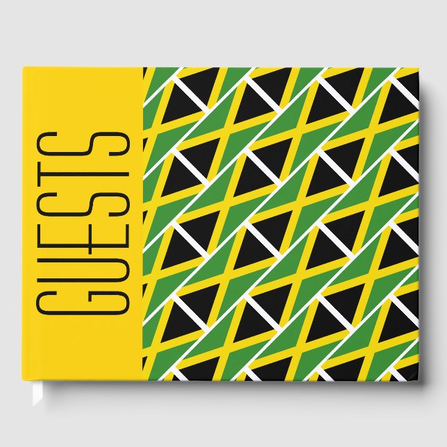 JAMAICA FLAG Patriotic Customized YELLOW Jamaican Guest Book (Front)