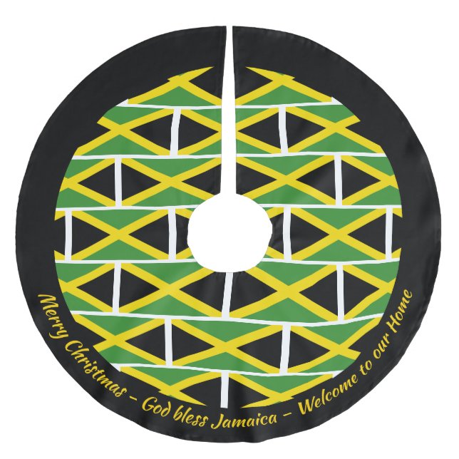 JAMAICA FLAG Patriotic Personalize Your Text Brushed Polyester Tree Skirt (Front)