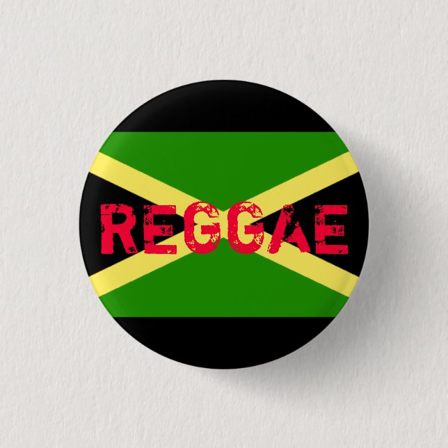 jamaica flag, REGGAE 1 Inch Round Button (Front)