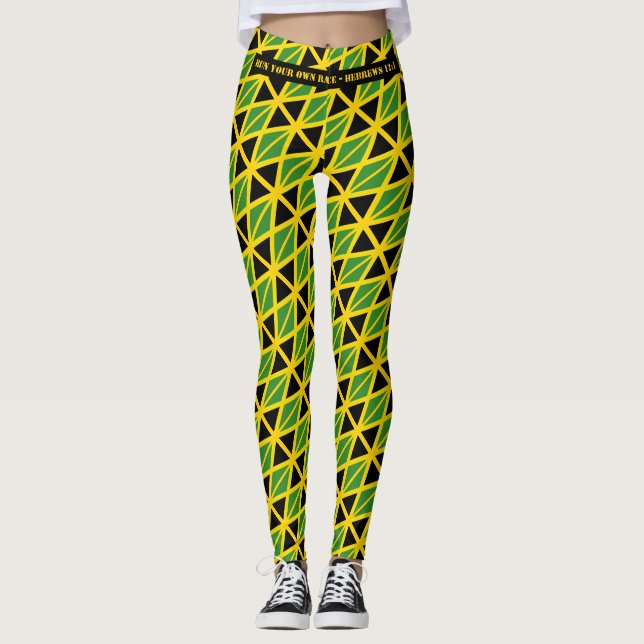 JAMAICA FLAG Scripture RUN YOUR RACE Personalized Leggings (Front)