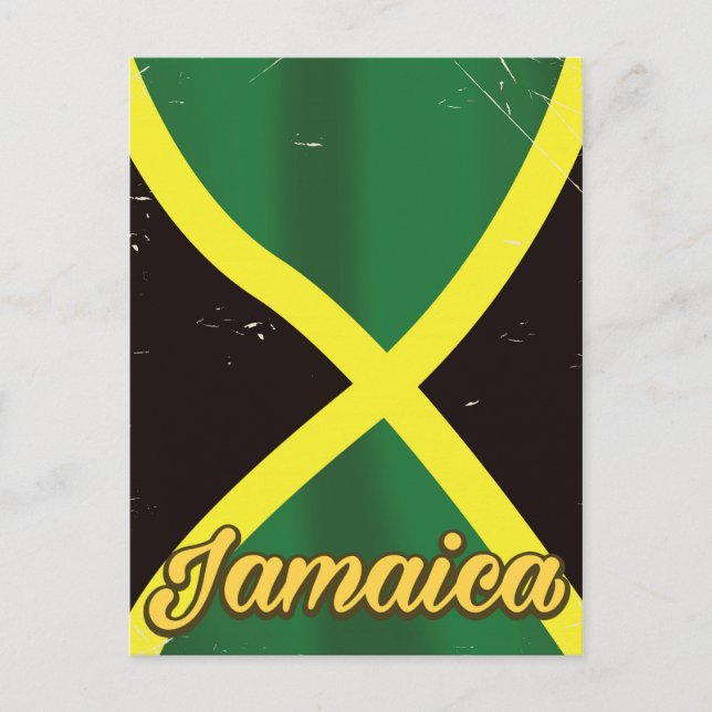 Jamaica flag vintage travel poster postcard (Front)