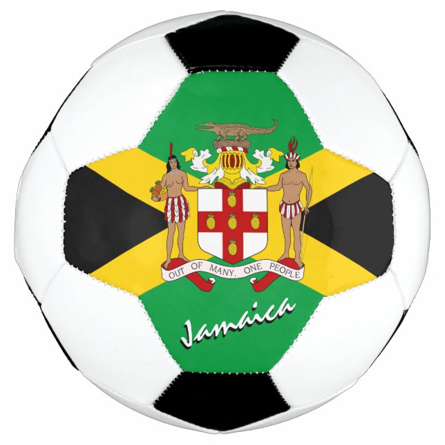 Jamaica Football & Jamaican Flag, Emblem / Sports Soccer Ball (Front)