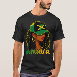 Jamaica Girl Jamaica Flag Proud Jamaican Afro T-Shirt