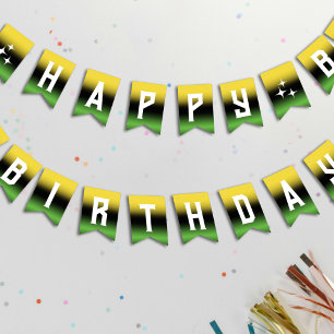 Jamaica Gradient Green Yellow Happy Birthday Bunting Flags