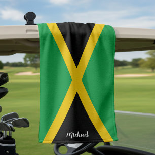 Jamaica Green Black & Gold Jamaican Flag  Golf Towel