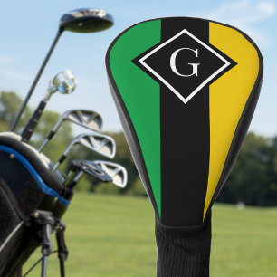 Jamaica Green Black & Gold Jamaican Initial Golf Head Cover