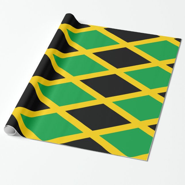Jamaica Green Black Yellow Wrapping Paper (Unrolled)