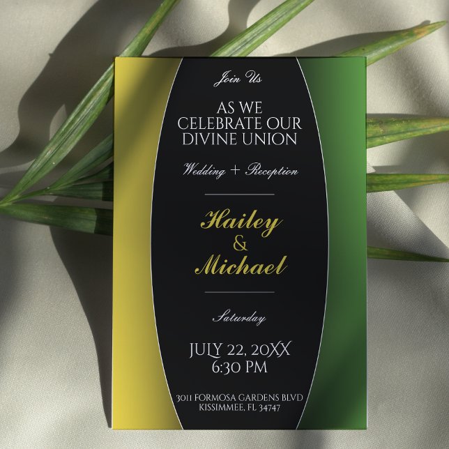 Jamaica Green & Gold Caribbean Elegant Wedding Invitation (Jamaica Green & Gold Caribbean Elegant Wedding Invitation
)