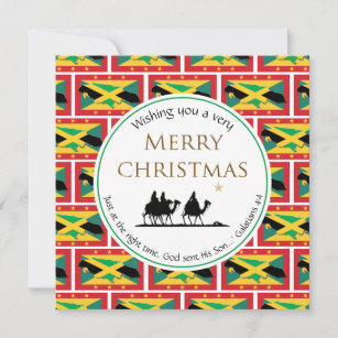 JAMAICA GRENADA Dual Flag Three Wise Men Christmas Holiday Card