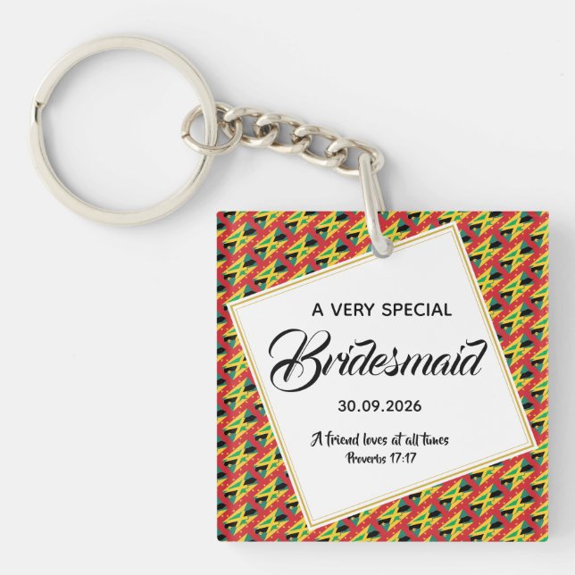 JAMAICA GRENADA Dual Heritage Christian Bridesmaid Keychain (Front)