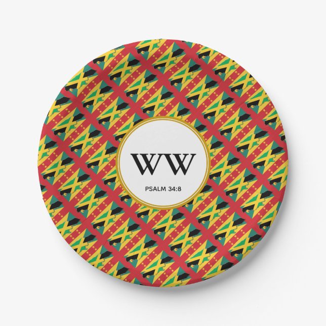 JAMAICA GRENADA FLAG Celebration Birthday Heritage Paper Plate (Front)