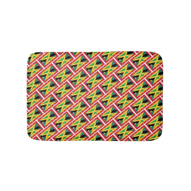 JAMAICA GRENADA FLAGS Patriotic Geometric Modern Bath Mat (Front)
