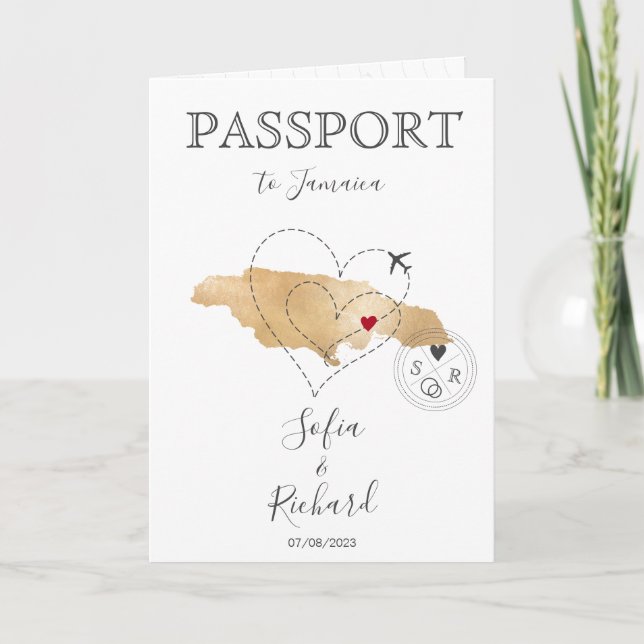 Jamaica Heart Destination Wedding Passport  Invita Invitation (Front)
