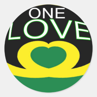 Jamaica heart flag one love heart design classic round sticker