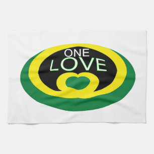 Jamaica heart flag one love heart design kitchen towel