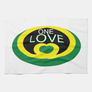 Jamaica heart flag one love heart design kitchen towel