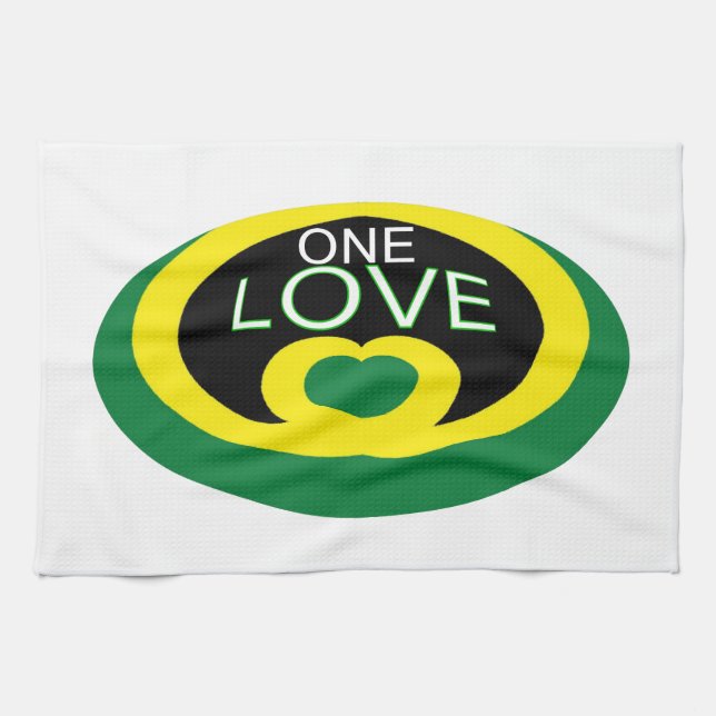 Jamaica heart flag one love heart design kitchen towel (Horizontal)