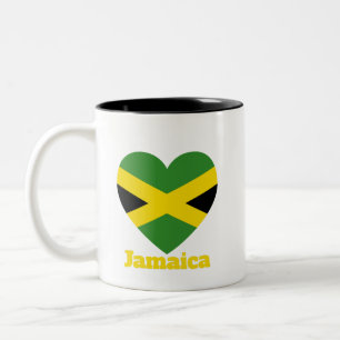 Jamaica Heart Flag  Two-Tone Coffee Mug