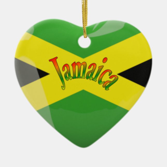 Jamaica Heart Love Ceramic Ornament (Front)