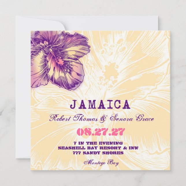 JAMAICA Hibiscus Destination Invitation (Front)