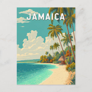 Jamaica Illustration Travel Art Vintage Postcard