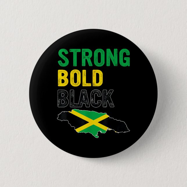 Jamaica Independence Day Strong Bold Black 2 Inch Round Button (Front)