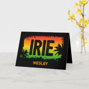Jamaica IRIE Tropical Palm Tree Rasta Flag Colours Card