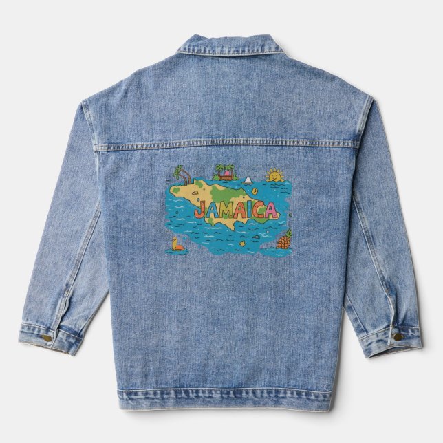 Jamaica island map denim jacket (Back)
