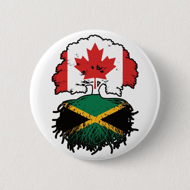 Jamaica Jamaican Canadian Canada Tree Roots Flag 2 Inch Round Button (Front)