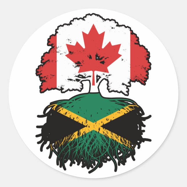 Jamaica Jamaican Canadian Canada Tree Roots Flag Classic Round Sticker (Front)