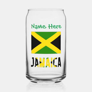 Jamaica Jamaican Flag Green Personalization Can Glass